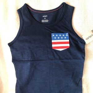 NEW Navy Blue Tank Top Size 6 Flag Pocket